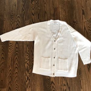 Designers Originals white acrylic cardigan, size L